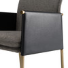 Engel - Modern Dark Grey Vegan Leather + Grey Fabric + Antique Brass Dining Chair / VGGAGA-6988CH-1-DKGRY