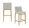 Mimi - Modern Light Grey Fabric + Antique Brass Counter Stool (Set of 2) / VGGAGA-6544CH-C-GRY-4