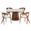 Nancy - Mid-Century Modern White Marble + Walnut Round Dining Table / VGMAMIT-5347