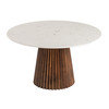 Nancy - Mid-Century Modern White Marble + Walnut Round Dining Table / VGMAMIT-5347