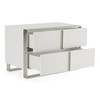 Cartier - Modern White + Stainless Steel Nightstand / VGVC-NA002-WHT
