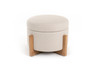 Sada - Mid-Century Modern Beige Linen + Chestnut Round Ottoman / VGRH-RHS-OZHT03