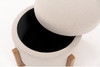 Sada - Mid-Century Modern Beige Linen + Chestnut Round Ottoman / VGRH-RHS-OZHT03