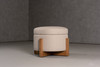 Sada - Mid-Century Modern Beige Linen + Chestnut Round Ottoman / VGRH-RHS-OZHT03