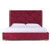 Queen Modrest Janet - Modern Red Velvet + Gold Bed / VGVC-BD1820-BED-Q