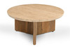Pawnee - Modern Travertine Marble + Wood Round Coffee Table / VGBR-SBA-2706-78