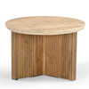 Pawnee - Modern Travertine Marble + Wood Round End Table / VGBR-SBA-2706-60