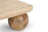 Seadrift - Modern Travertine Marble + Wood Square Coffee Table / VGBR-JTI-2569