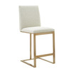 Frankie - Modern Off-White Fabric + Antique Brass Counter Chair / VGGA-6917CH-C-OWHTB