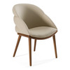 Michael - Mid-Century Modern Beige Vegan Leather + Walnut Dining Chair / VGCS-CH-23010-BGE