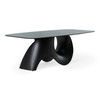 Neptune - Modern Grey Wave Glass + Black Dining Table / VGVC-T2378