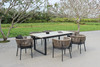 Suntide - Outdoor Grey Fabric + Grey Acacia + Beige Rattan Dining Set / VGAT-RADS-238