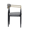 Buchtel - Mid-Century Modern Medium Grey + Gold Arm + Black Dining Chair / VGDW-J1312-MEDGRY