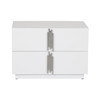 Token - Modern White & Stainless Steel Wide Nightstand / VGVCN815-L-WHITE-NS