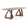 Christy - Mid-Century Modern Grey Glass + Walnut Oval Dining Table / VGRY-RY-1101