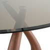 Christy - Mid-Century Modern Grey Glass + Walnut Round Dining Table / VGRY-RY-1160