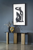 Quest - Modern Black Rose Marble + Antique Brass Console Table / VGFA-DT2205