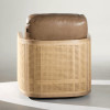 Danson - Modern Tan Leather + Wicker Swivel Accent Chair / VGKK-KF.A2090-SAND