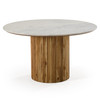 Shirley - Modern White Marble + Natural Acacia Round Dining Table / VGNR-NI90125