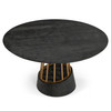 Cotopaxi - Modern Charcoal + Brass Round Dining Table / VGNR-NI90202