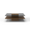 Clarion - Modern Walnut & Grey Glass Coffee Table / VGBB-LE638E-WALGRY
