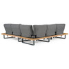 Skaros - Outdoor Grey Olefin Fabric + Eucalyptus Sectional Sofa + Coffee Table Set / VGEF-BOSTON-SEC