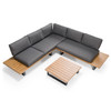 Skaros - Outdoor Grey Olefin Fabric + Eucalyptus Sectional Sofa + Coffee Table Set / VGEF-BOSTON-SEC
