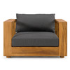 Santorini - Outdoor Grey Olefin Fabric + Natural Teak Sofa Set / VGEF-CROVIE-SET