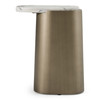 Yano - Modern White Marble + Antique Brass End Table / VGFA-CT2119S