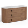 Chelton - Contemporary White Ceramic & Walnut 3-Drawer Dresser / VGHB-351C4