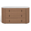 Chelton - Contemporary White Ceramic & Walnut 3-Drawer Dresser / VGHB-351C4