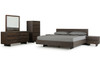 Queen Modrest Selma Modern Dark Aged Oak & Concrete Bedroom Set / VGEDSELMA-SET-Q