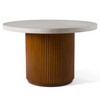 Duncan - Modern Faux Concrete + Walnut Round Dining Table / VGMC-GF-1C008