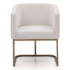 Yukon Modern White Fabric and Antique Brass Dining Chair / VGVCB8362-WHTBRS