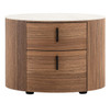 Chelton - Contemporary White Ceramic & Walnut Oval Nightstand / VGHB351U3-WAL-NS
