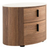 Chelton - Contemporary White Ceramic & Walnut Oval Nightstand / VGHB351U3-WAL-NS