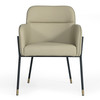 Brady - Modern Black Metal + Greige Vegan Leather Dining Chair / VGCSCH-21035-GRY-DC
