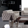 Lumy - Modern Tufted White Leather Loveseat with Crystals / VGBN3025-LOVE