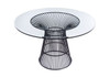 Chandler - Modern Round Glass & Black Stainless Steel Dining Table / VGZAT007-1-BLK-DT