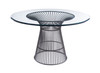 Chandler - Modern Round Glass & Black Stainless Steel Dining Table / VGZAT007-1-BLK-DT