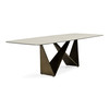 Melanie - Modern White Ceramic & Brushed Brown Dining Table / VGVCT1886-WHT-DT