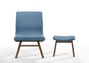 Whitney - Modern Blue & Walnut Accent Chair & Ottoman / VGMAMI558MI645-BLU