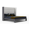 Heloise - Eastern King Contemporary White Leather & Grey Elm Trim Bed / VGBBMA1502-GRY-BED-EK