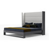 Heloise - Eastern King Contemporary White Leather & Grey Elm Trim Bed / VGBBMA1502-GRY-BED-EK