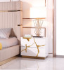 Sterling - Eastern King Modern Beige + Rose Gold Bed + Nightstands / VGVCBD1901-BEI-BED-2NS-SET-EK