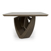 Dollemore - Modern Faux Travertine Ceramic + Antique Brass Dining Table / VGVC-T25988