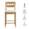 Jax Oak Wood Counter Stool With Wavy Razor Back and Cushion by Modway / EEI-7518