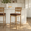 Jax Oak Wood Bar Stool With Wavy Razor Back and Cushion by Modway / EEI-7519