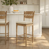 Jax Oak Wood Bar Stool With Wavy Razor Back and Cushion by Modway / EEI-7519