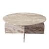 Nebula Round Cocktail Table in Genuine Marble Panther Beige finish / NEBULACTPB